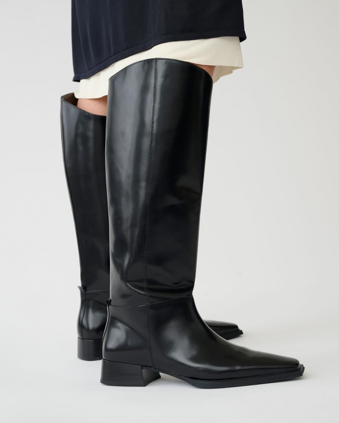 Vagabond Eida Hohe Stiefel - Schwarzes, Poliertes Leder Vagabond Eida Hohe Stiefel - Schwarzes, Poliertes Leder