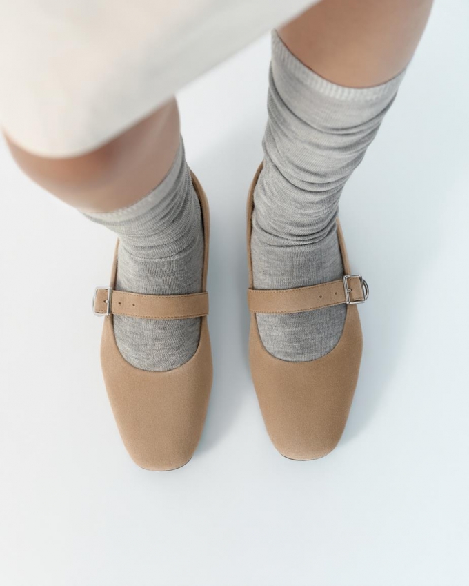 Vagabond Jolin Ballerinas - Hellbraunes, Veloursleder