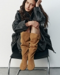 Vagabond Aleya Hohe Stiefel - Beiges, Veloursleder