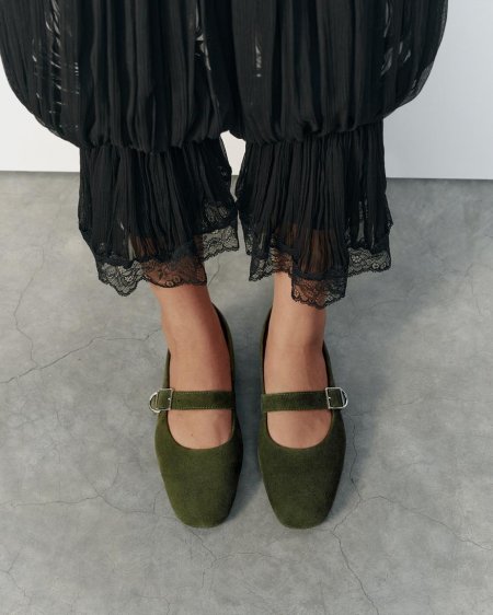 Vagabond Jolin Ballerinas - Dunkelgrün, Veloursleder