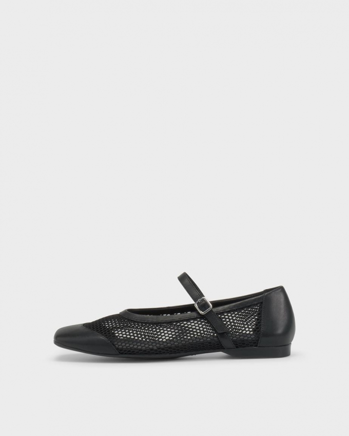 Vagabond Delia Ballerinas - Schwarzes, Leder/Netzstoff Vagabond Delia Ballerinas - Schwarzes, Leder/Netzstoff