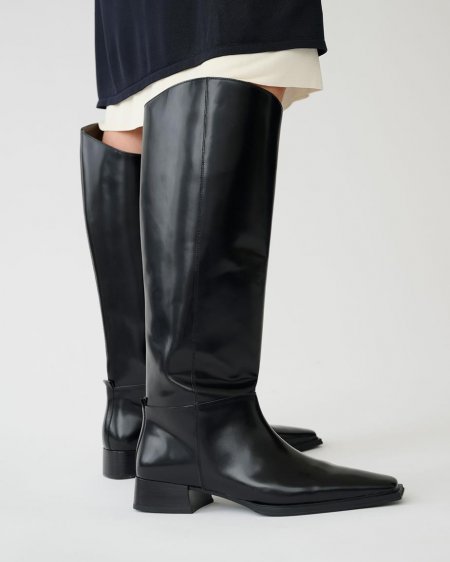 Vagabond Eida Hohe Stiefel - Schwarzes, Poliertes Leder Vagabond Eida Hohe Stiefel - Schwarzes, Poliertes Leder