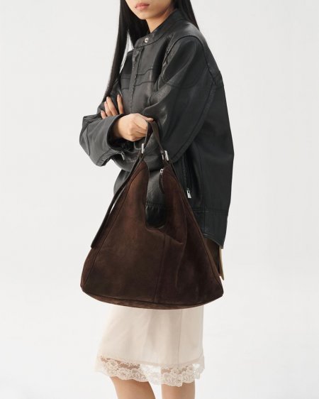 Vagabond Hilo Tasche - Dunkelbraunes, Veloursleder