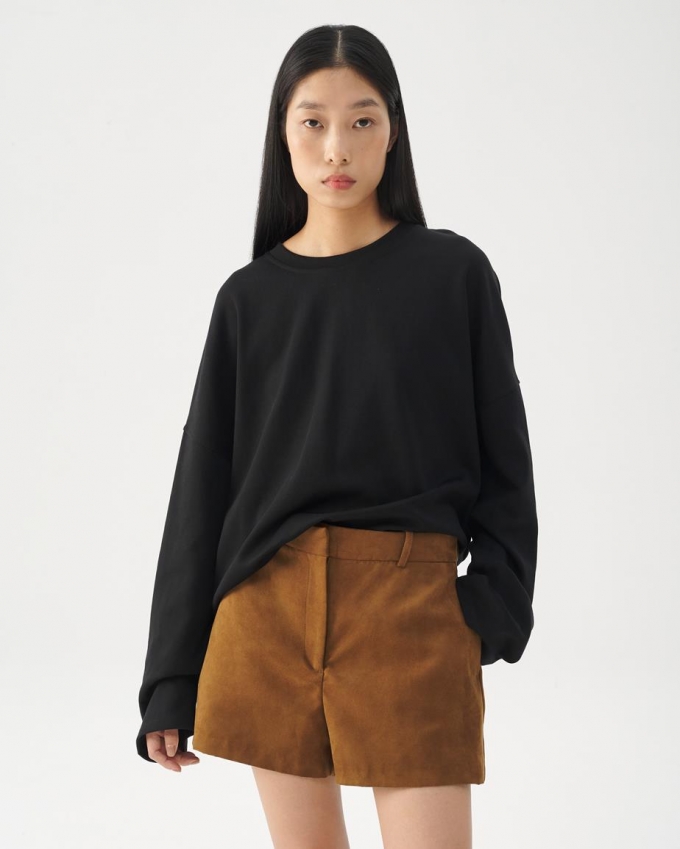 Vagabond Boxy Long Sleeve T-Shirt W - Schwarzes, Textil
