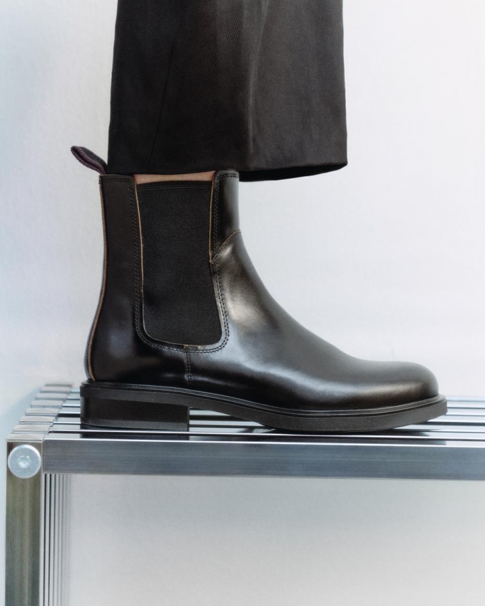 Vagabond Freya Chelsea Boots - Schwarzes, Leder/Kontrastkanten Vagabond Freya Chelsea Boots - Schwarzes, Leder/Kontrastkanten