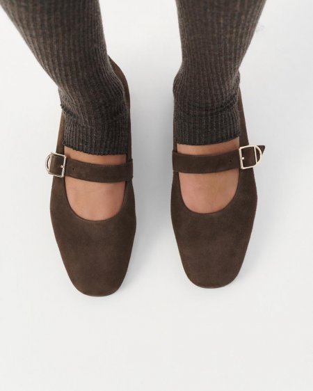 Vagabond Jolin Ballerinas - Dunkelbraunes, Veloursleder