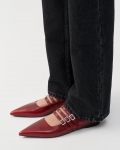 Vagabond Hermine Ballerinas - Rotes, Gebürstet Leder