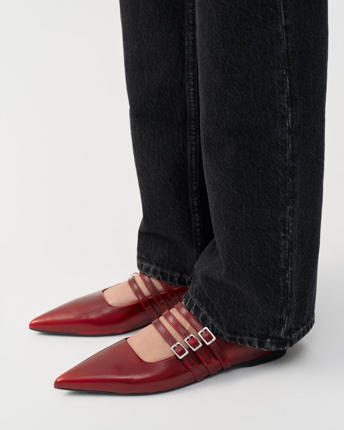 Vagabond Hermine Ballerinas - Rotes, Gebürstet Leder Vagabond Hermine Ballerinas - Rotes, Gebürstet Leder