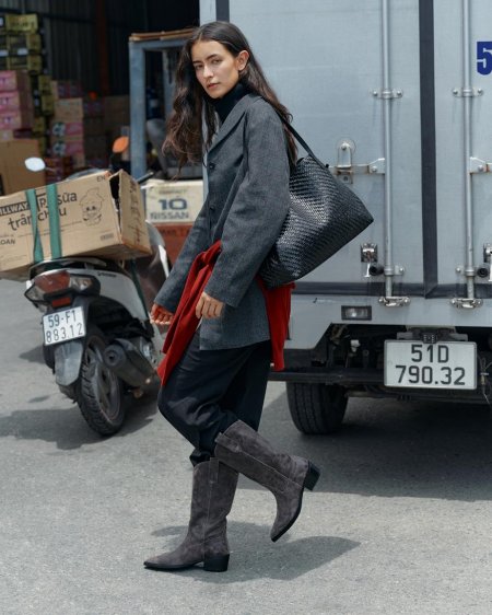 Vagabond Kelsey Stiefel - Dunkelgrau, Textur Leder