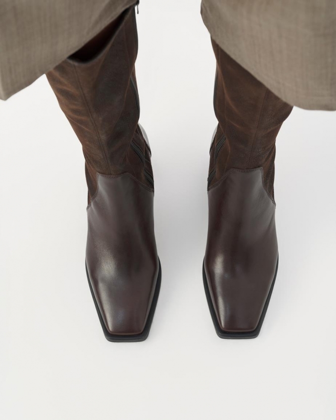 Vagabond Hedda Hohe Stiefel - Braunes, Leder/Kombination Vagabond Hedda Hohe Stiefel - Braunes, Leder/Kombination