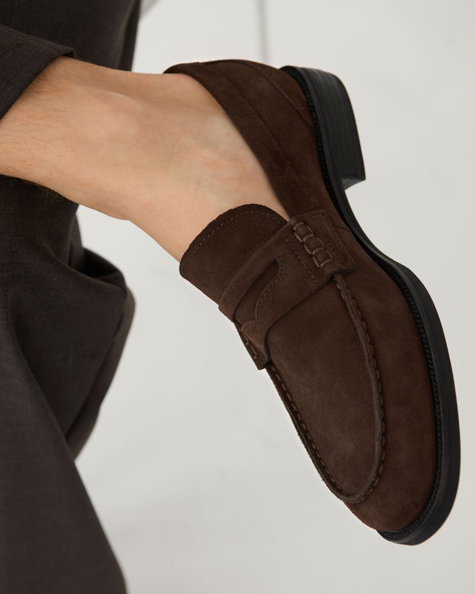 Vagabond Mario Loafer - Dunkelbraunes, Veloursleder