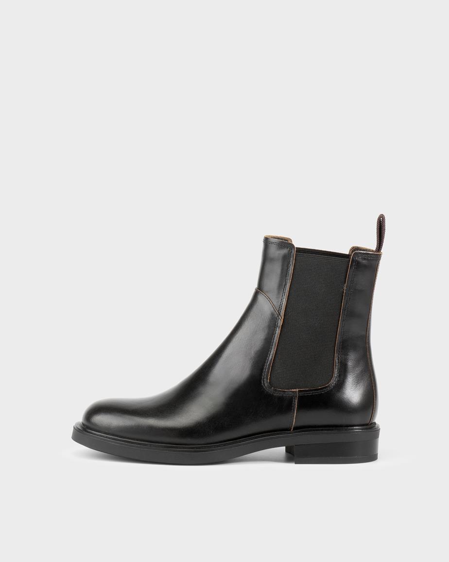 Vagabond Freya Chelsea Boots - Schwarzes, Leder/Kontrastkanten