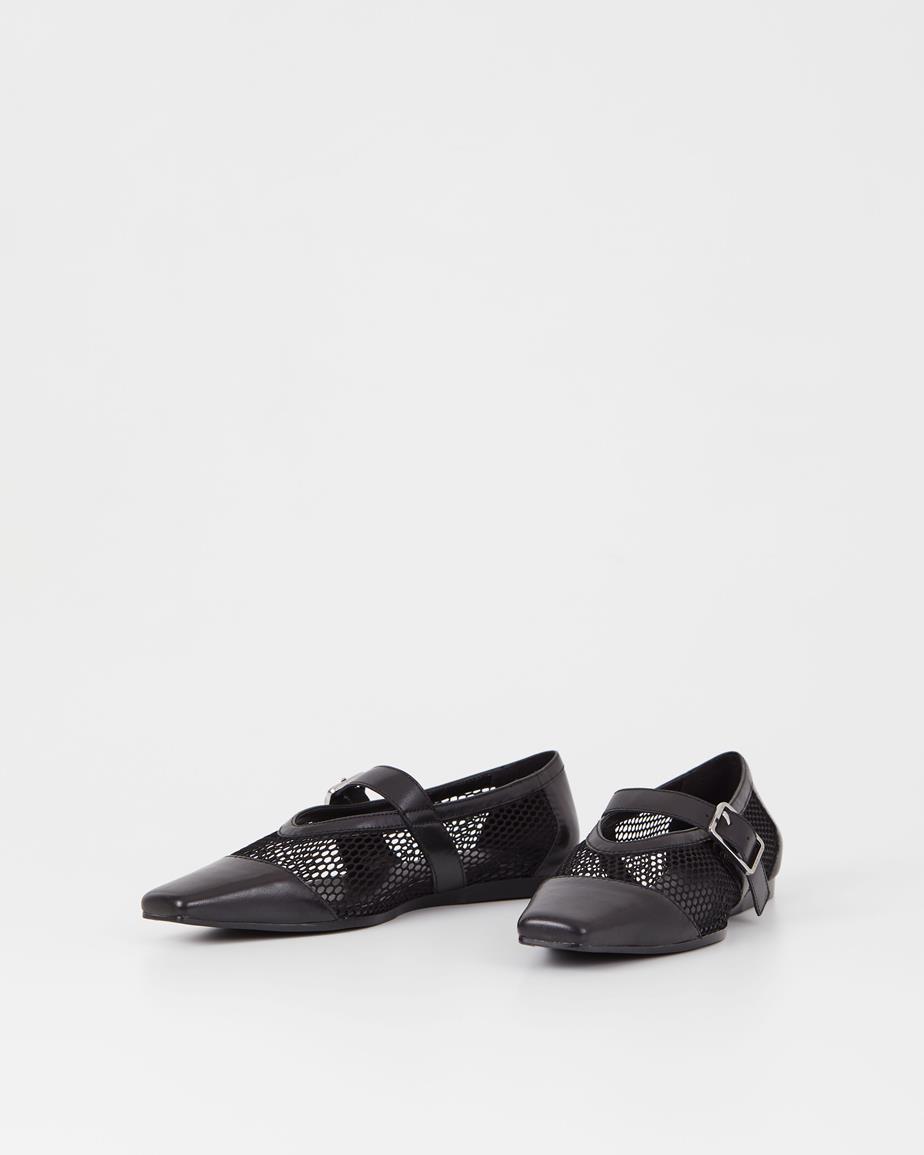Vagabond Wioletta Ballerinas - Schwarzes, Leder/Netzstoff