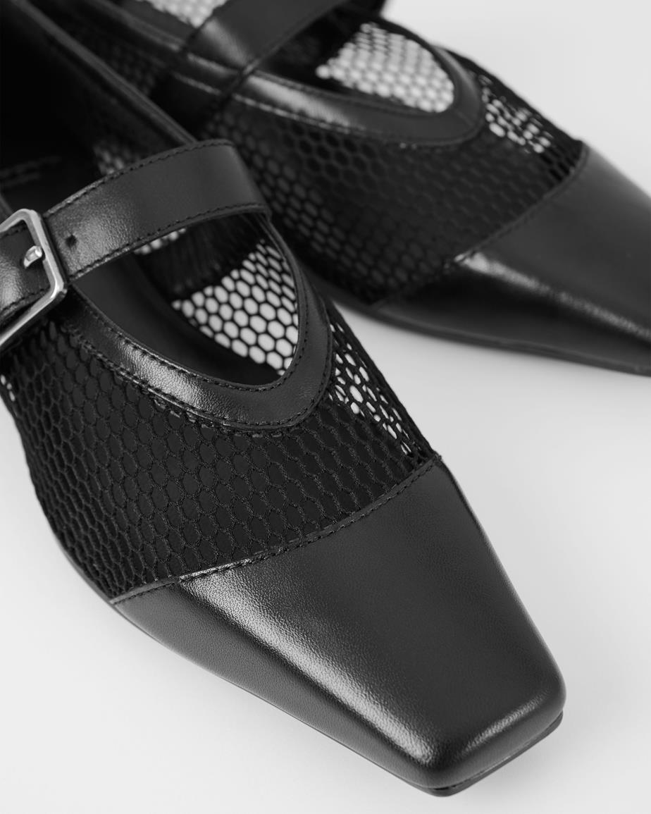 Vagabond Wioletta Ballerinas - Schwarzes, Leder/Netzstoff