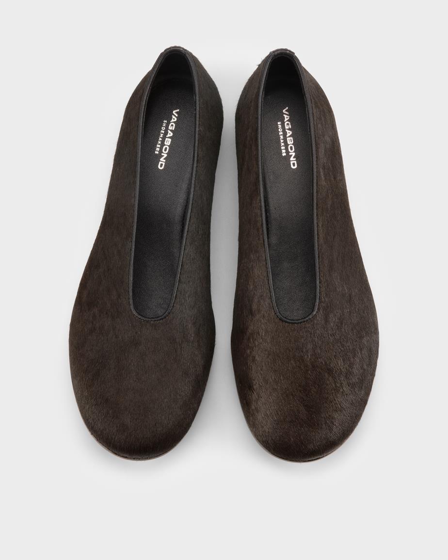 Vagabond Aleya Ballerinas - Dunkelbraunes, Hair-On-Leather