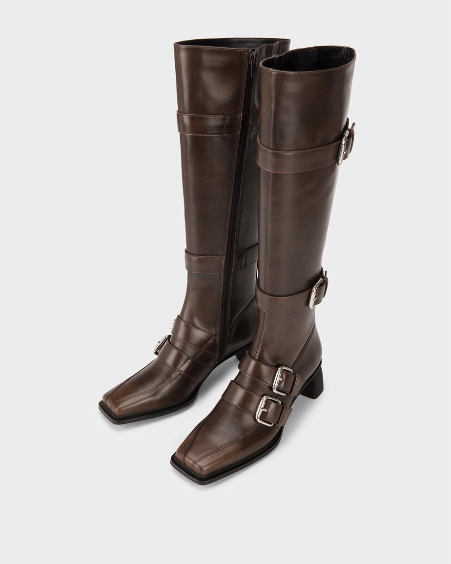 Vagabond Elvina Hohe Stiefel - Braunes, Gebürstet Leder