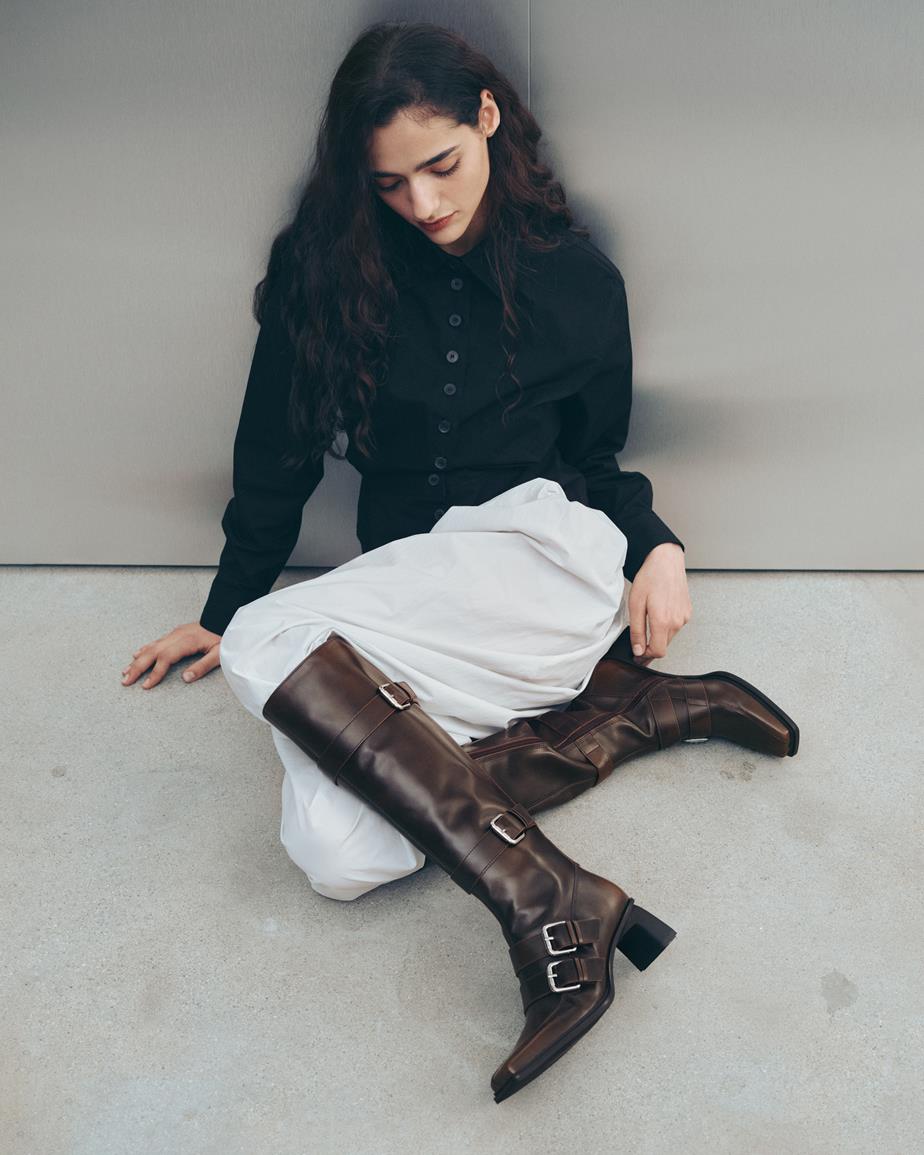 Vagabond Elvina Hohe Stiefel - Braunes, Gebürstet Leder