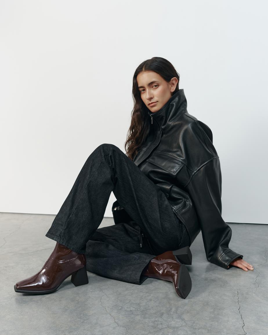 Vagabond Hedda Stiefeletten - Dunkelbraunes, Lackleder